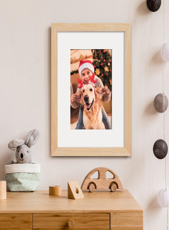 GiftMust 8x10 Set of 4 Solid Wood Picture Frame, Natural Wood Photo Frame with Double mats, Display 5x7 or 6x8 with paper mat, 8 by 10 without mat, Oak Wood Grain Picture Frame - Image 4